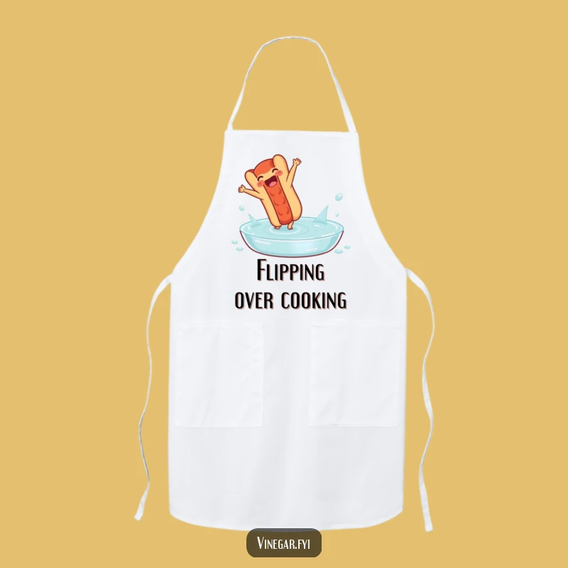 Funny Hot Dog Cartwheel Apron: Cook with Flair & Vinegar Humor