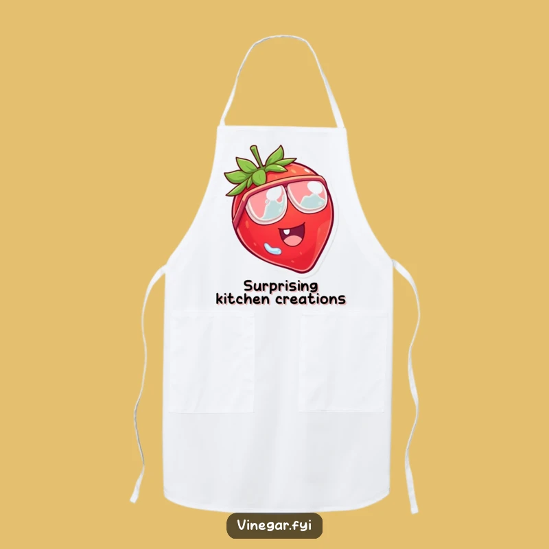 Funny Strawberry Kitchen Apron: Chef's Fruit Cartoon Outfit