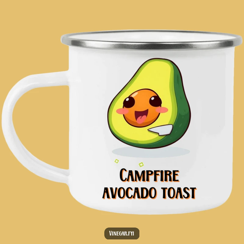 Funny Avocado Camp Mug: Self-Slicing View, Great Outdoor Foodie Gift