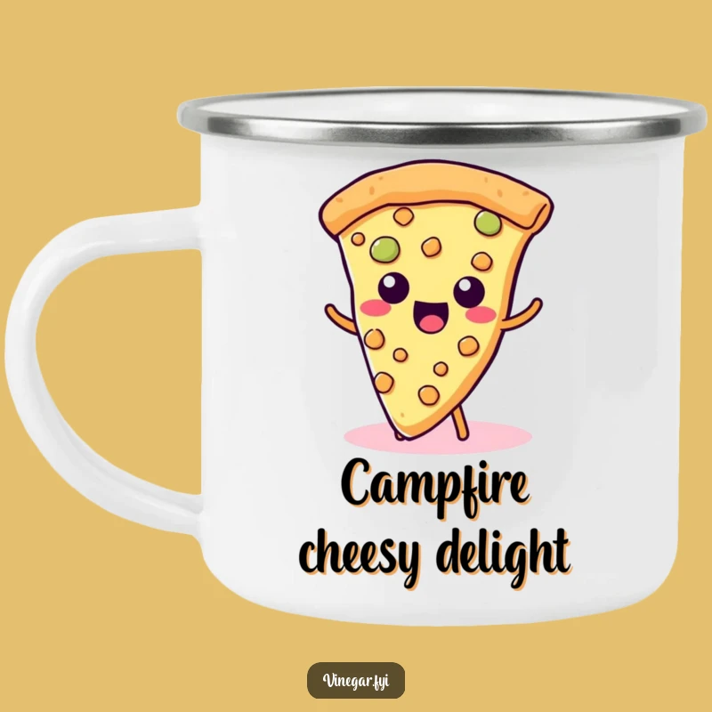 Funny Kawaii Pizza Camping Mug - Hilarious Cheesy Outdoor Treat