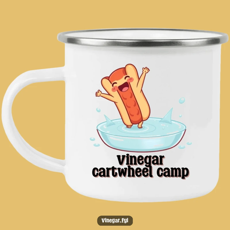 Funny Hot Dog Cartwheel Camping Mug: Zesty Adventures & Hilarious Sips