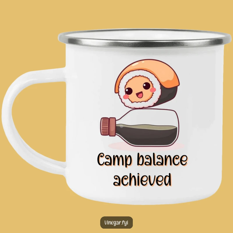 Funny Sushi Balance Camping Mug: Zesty Adventures with Foodie Humor