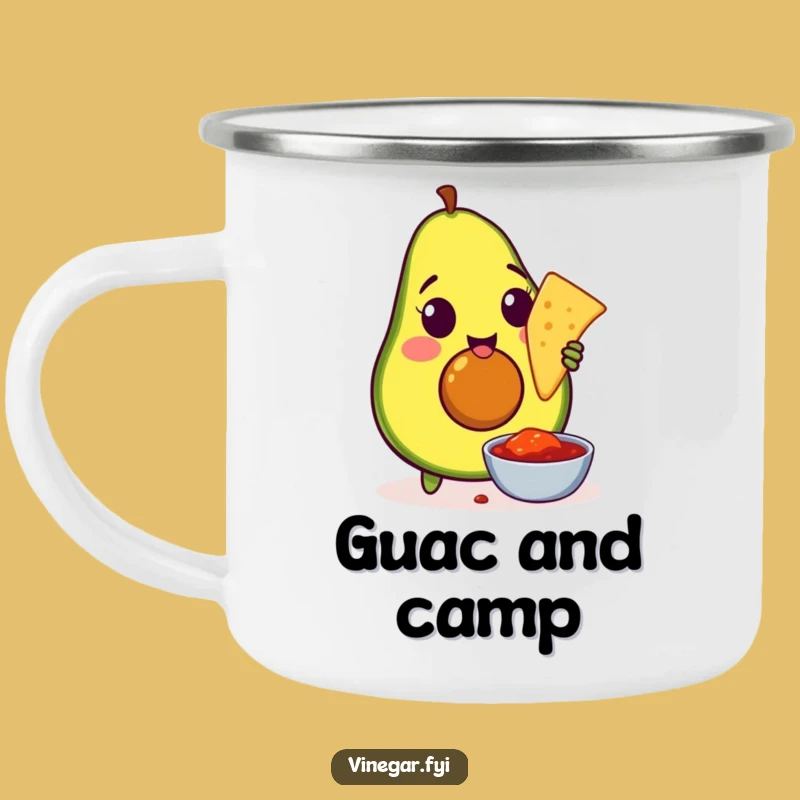 Funny Avocado Chip Dip Camping Mug: Amused Snack Drinkware for Outdoors