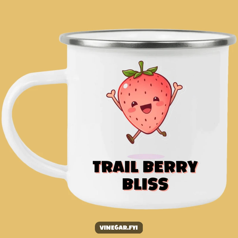 Funny Kawaii Strawberry Joy Leap Camping Mug: Sweet Sips on the Go