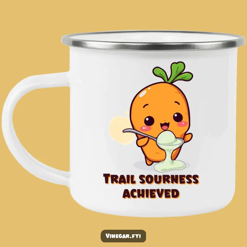 Funny Kawaii Carrot Vinegar Tasting Camping Mug, Outdoor Humor, Adventure Gift