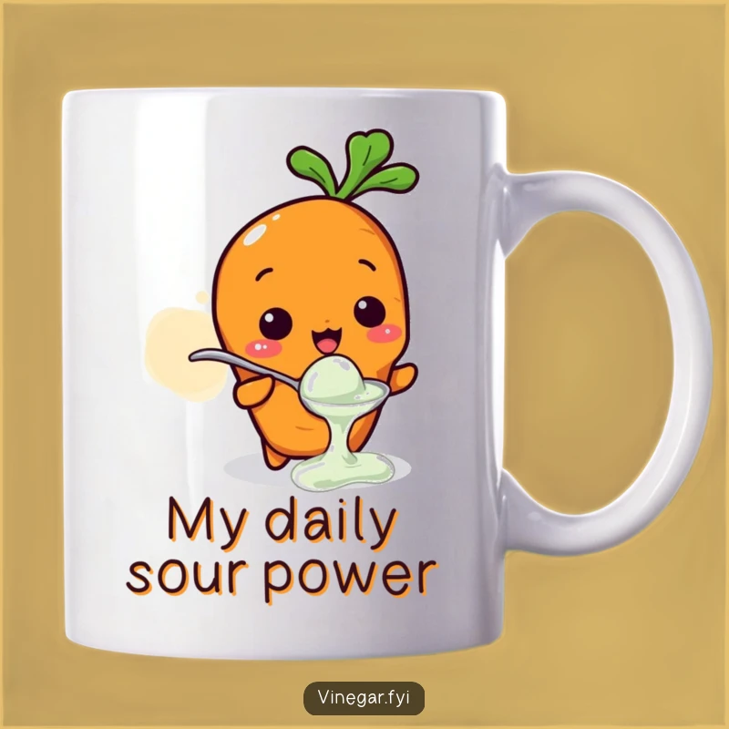 Funny Kawaii Carrot Vinegar Tasting Mug, Hilarious Vegetable Art, Perfect Gag Gift