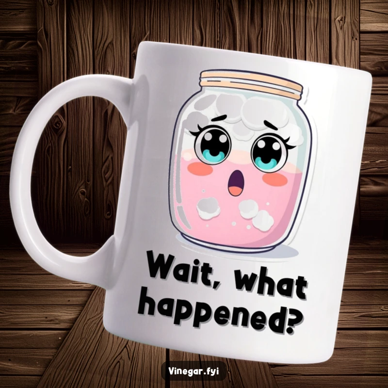 Funny surprised jar of cloudy liquid recoiling with wide eyes, showing shock and humor, a perfect funny gift.