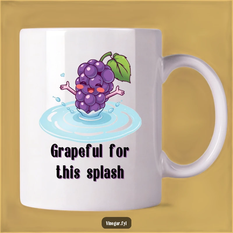 Funny Purple Grape Splashing Mug - Excited Fruit Character Gift