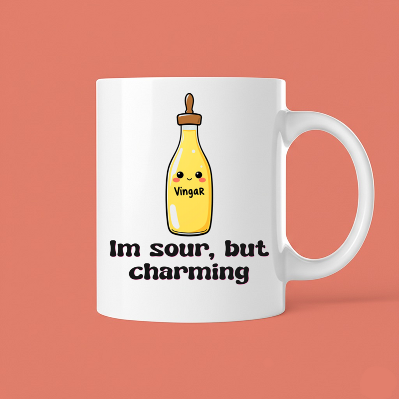 Vinegar Bottle Mug: A Charming Condiment. 