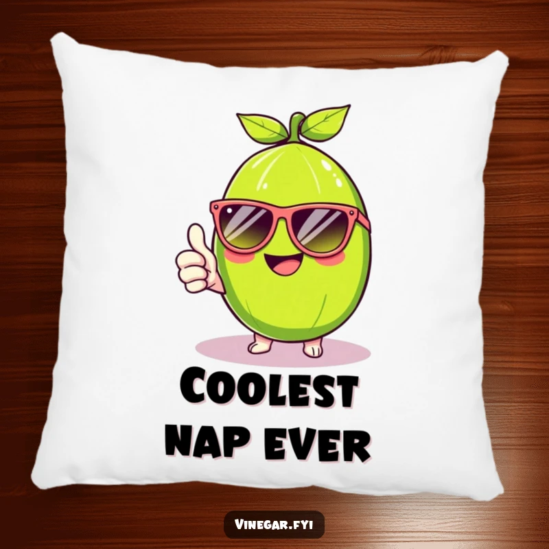 Funny Kawaii lime, wearing cool sunglasses and giving a thumbs up, brings sunny vibes and humor to this plush and funny pillow. Cozy cool.