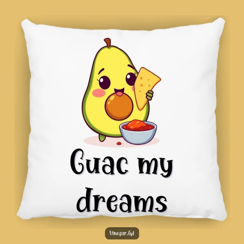 Funny Avocado Chip Dip Pillow: Cozy Amused Cushion for Snack Lovers