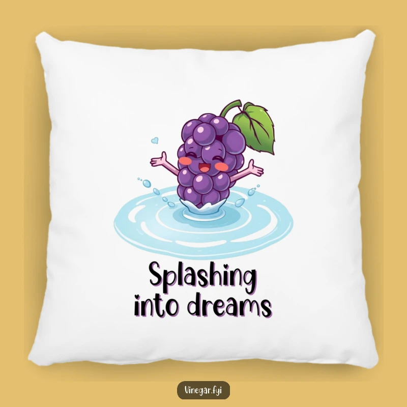 Funny Purple Grape Splashing Pillow - Cozy Fruit Character Cushion