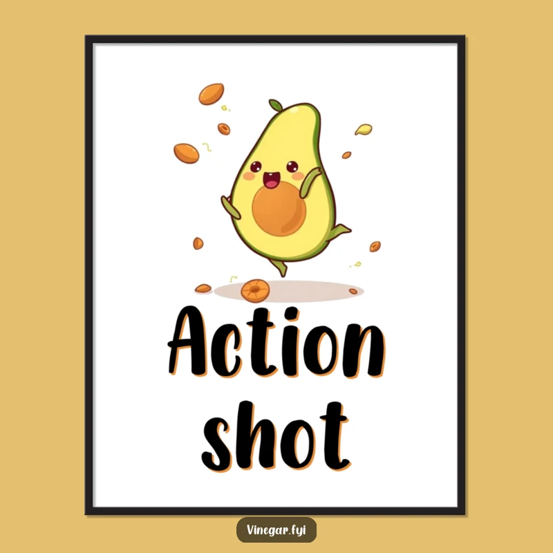 Funny Kawaii Avocado Cartwheel Digital Print: Instant Joy for Your Walls