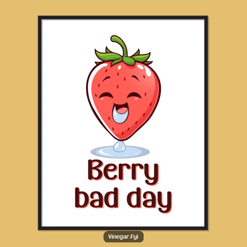 Funny Strawberry Vinegar Digital Art - Cheerful Wince Wall Decor