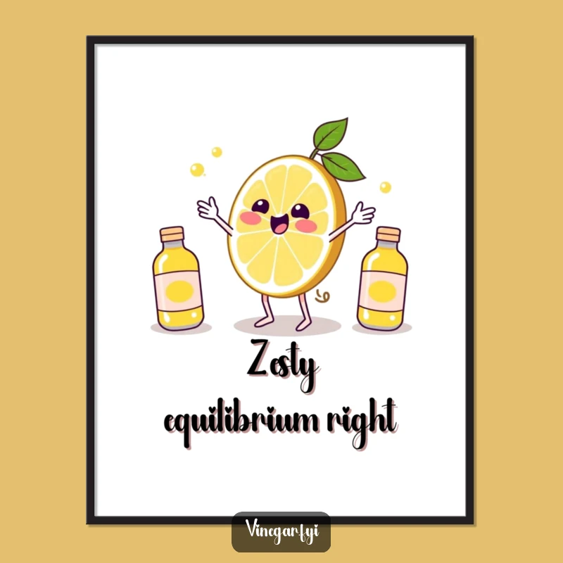 Funny Kawaii Lemon Juggling Art Print - Instant Zesty Wall Decor Download