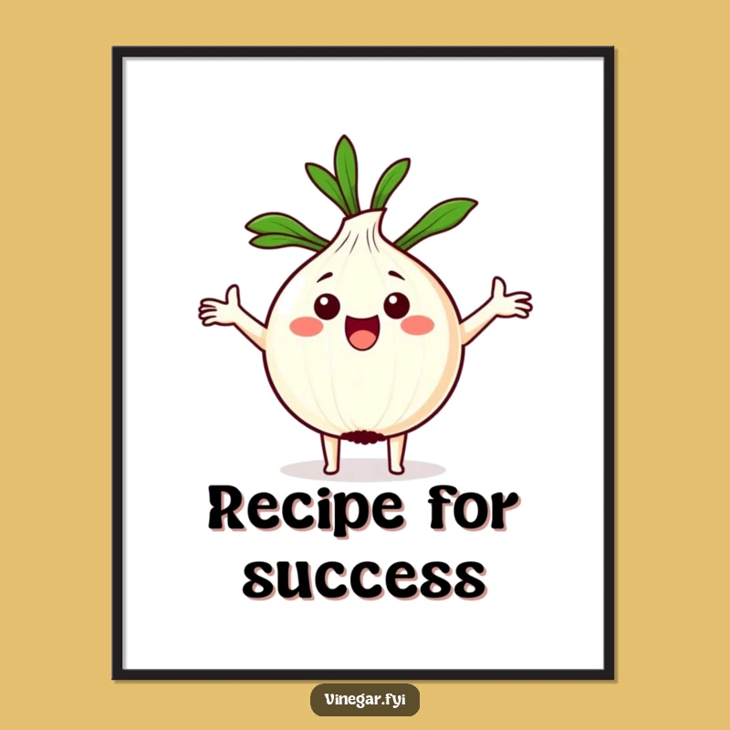 Funny Kawaii Onion Digital Art Print: Whimsical Recipe Decor