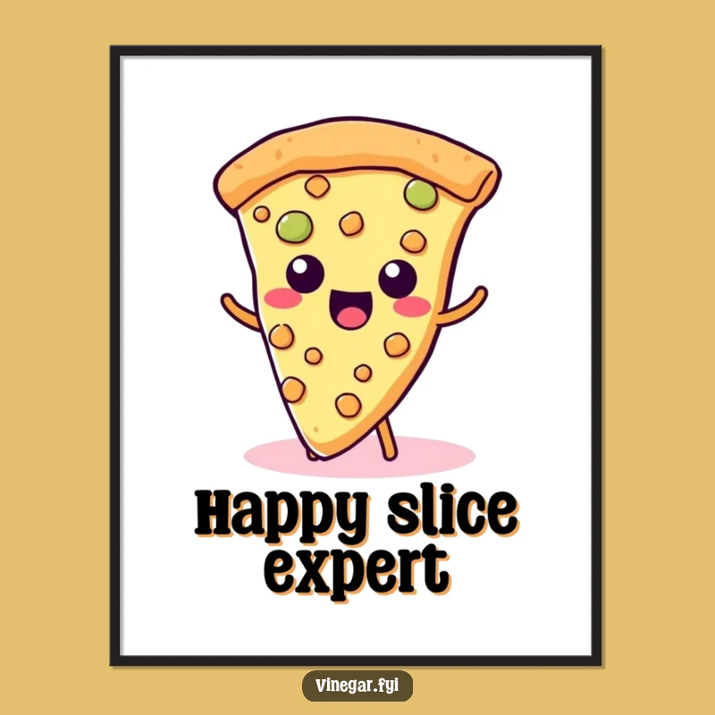 Funny Kawaii Pizza Digital Art - Hilarious Cheesy Wiggle Print