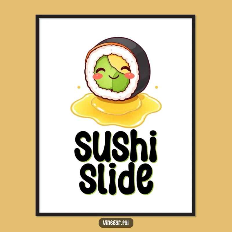 Funny Sushi Slipping Digital Art - Comical Food Wall Decor