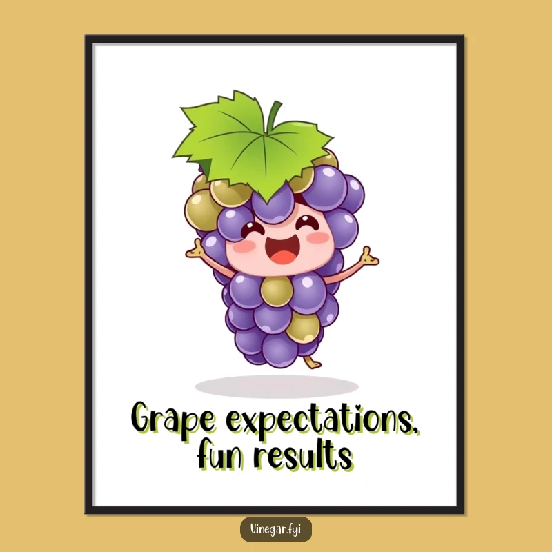 Funny Grape Bunch Dance Digital Art - Silly Leaf Hat Print, Instant Humorous Decor