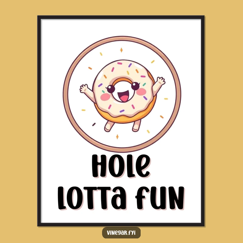 Funny Donut Hoop Digital Art Print: Instant Sweet Wall Decor