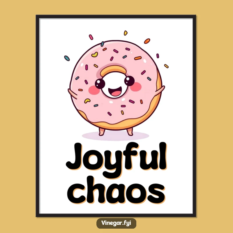 Funny Kawaii Donut Juggling Sprinkles Digital Print: Instant Sweetness
