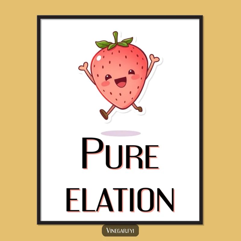 Funny Kawaii Strawberry Joy Leap Digital Print: Instant Sweetness