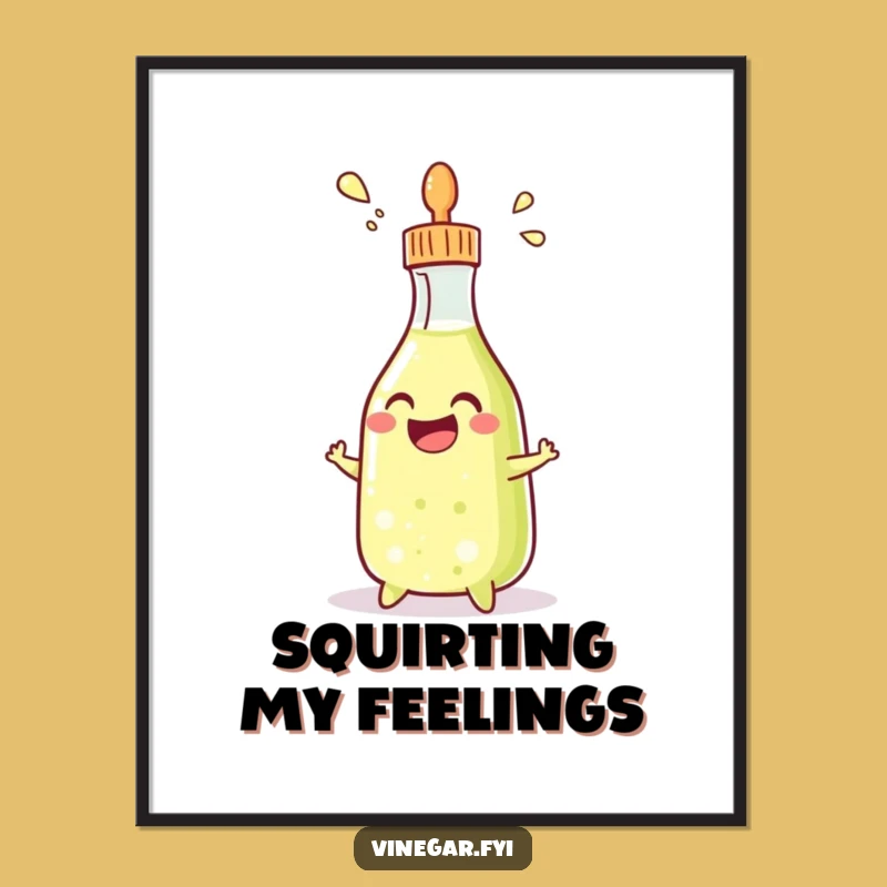 Funny Condiment Bottle Digital Art: Grinning Squirter, Instant Funny Decor Gift