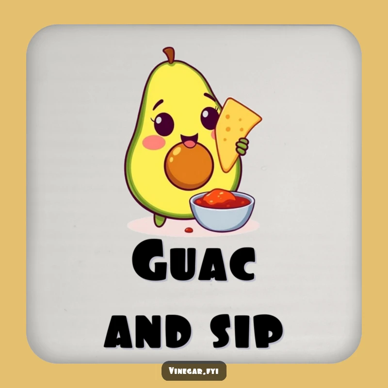 Funny Avocado Chip Dip Coaster: Amused Food Protection for Your Surfaces