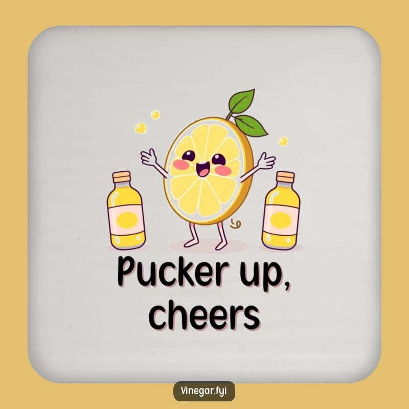 Funny Kawaii Lemon Juggling Coaster - Protect Surfaces with Citrus Humor