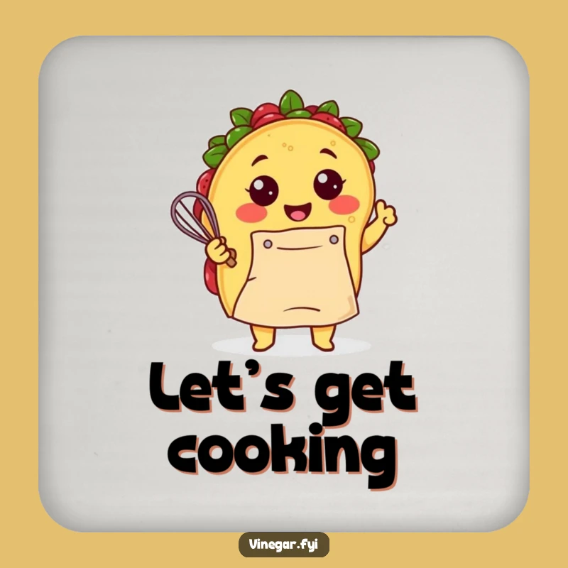 Funny Kawaii Taco Chef Coaster - Protect Surfaces with Culinary Humor