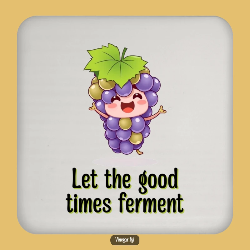 Funny Grape Bunch Coaster - Silly Leaf Hat Dancer, Protect Surfaces with Humor