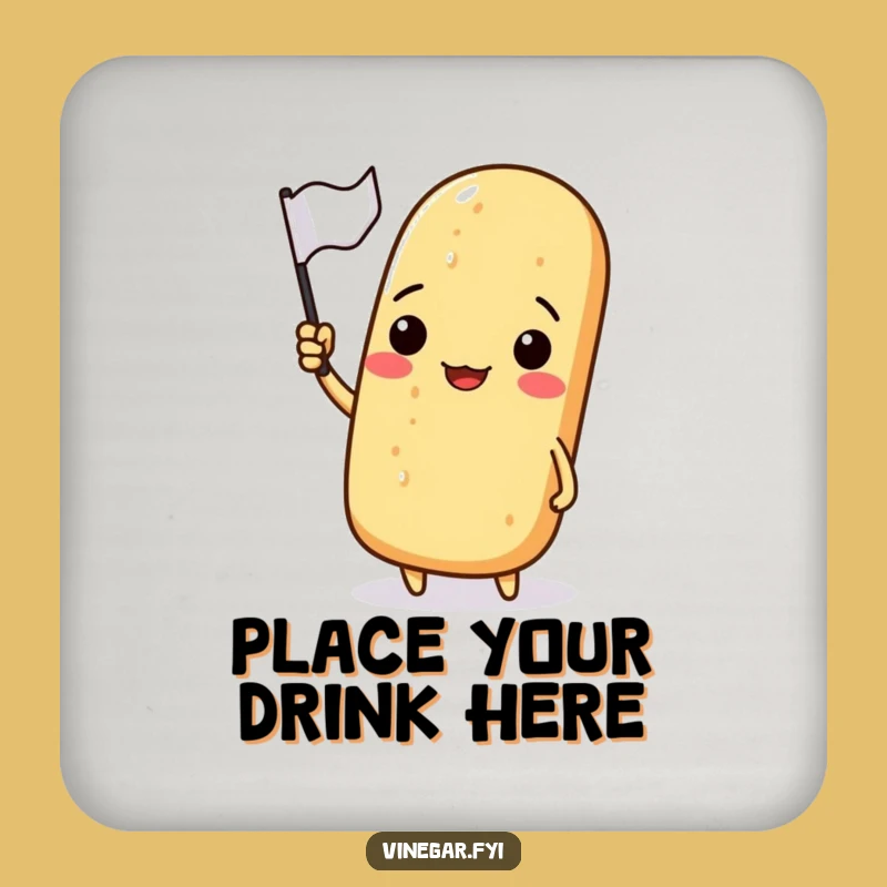 Funny Baguette Waving Flag Coaster: Protect Surfaces with French Charm