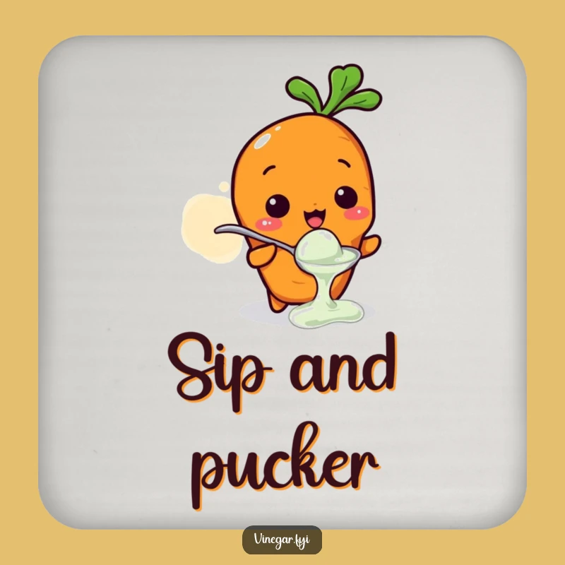 Funny Kawaii Carrot Vinegar Tasting Coaster, Protect Furniture Humor, Tiny Gift