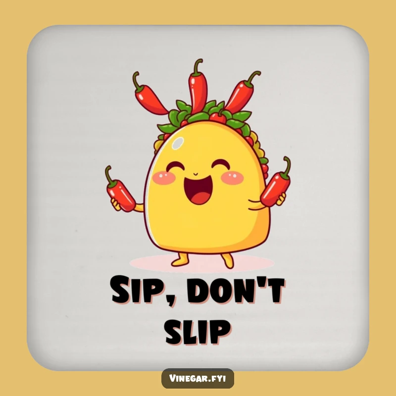 Funny Taco Juggling Peppers Drink Coasters - Protect Surfaces with Humor