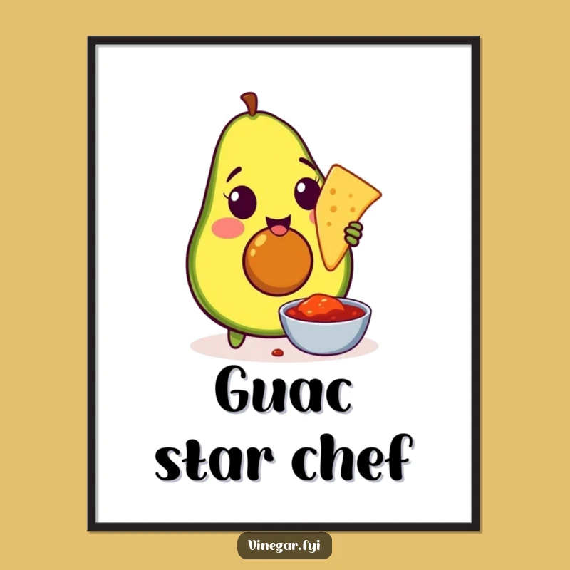 Funny Avocado Chip Dip Poster: Amused Food Art for Kitchen or Dining Room