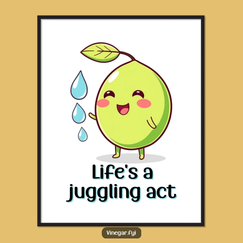 Funny Juggling Lime Poster - Hilarious Citrus Character Wall Art Gift