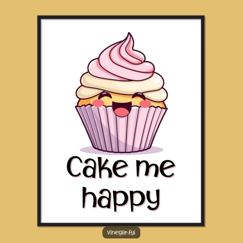 Funny Kawaii Cupcake Frosting Poster - Joyful & Hilarious Sweet Wall Art