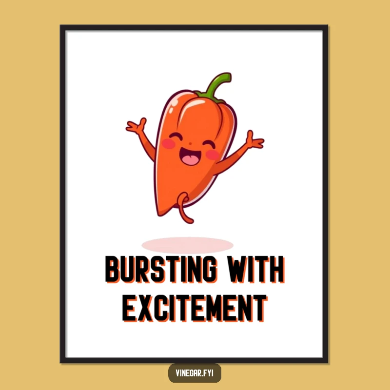 Funny Kawaii Pepper Wall Art: Zesty Cartwheel Action Poster