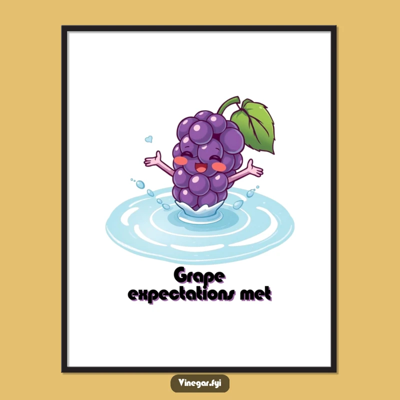 Funny Purple Grape Splashing Poster - Vibrant Fruit Wall Art
