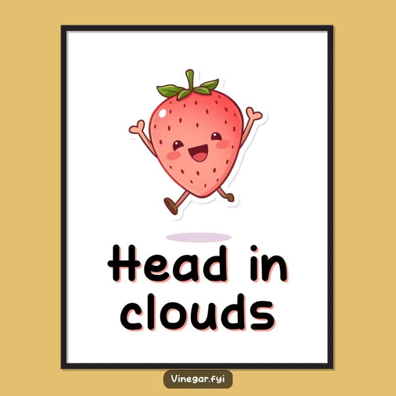 Funny Kawaii Strawberry Joy Leap Poster: Add a Splash of Delight