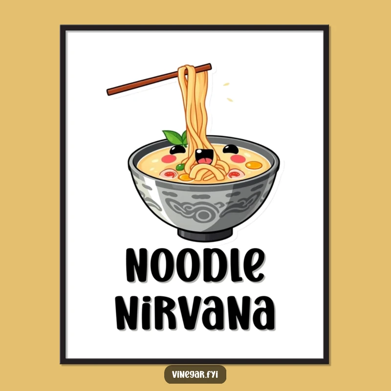Funny Kawaii Ramen Slurp Poster - Joyful & Hilarious Noodle Art Print