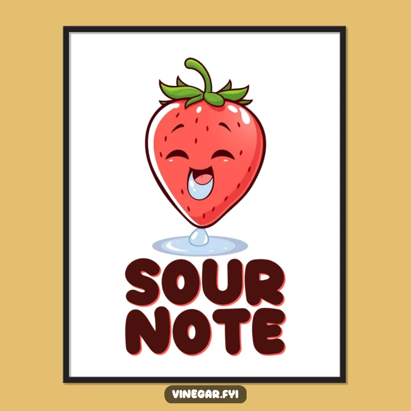 Funny Strawberry Vinegar Poster - Cheerful Wince Art Print