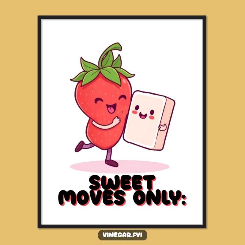 Funny Strawberry Dancing Poster - Sweet Wall Art for a Cheerful Vibe