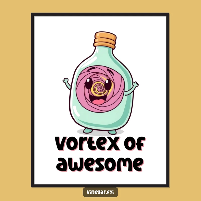 Funny Bottle Vortex Art Print - Whimsical Character Decor for a Magical Atmosphere