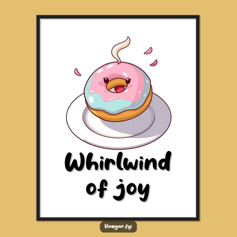 Funny Donut Spinning Poster: Joyful Frosting Art, Perfect Sweet Decor Gift