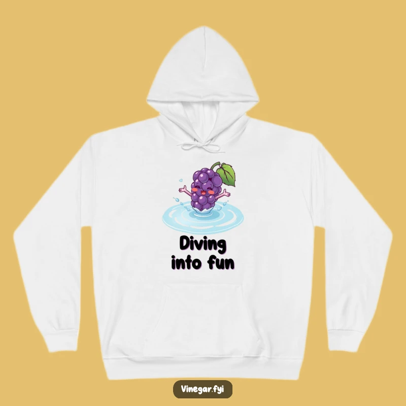 Funny Purple Grape Splashing Hoodie - Cozy Fruit Character Sweatshirt