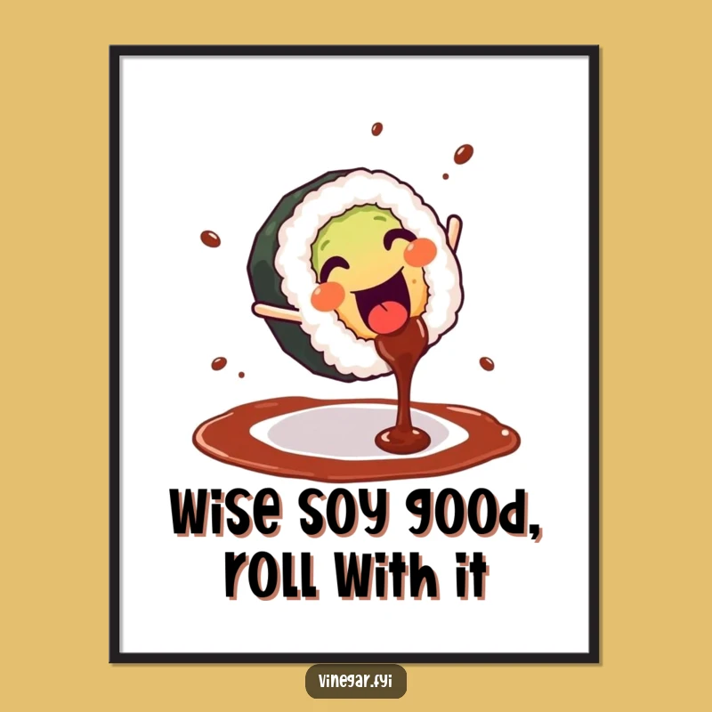 Free Printable Funny Sushi Art - Cartwheeling Roll, Humorous Downloadable Wall Decor