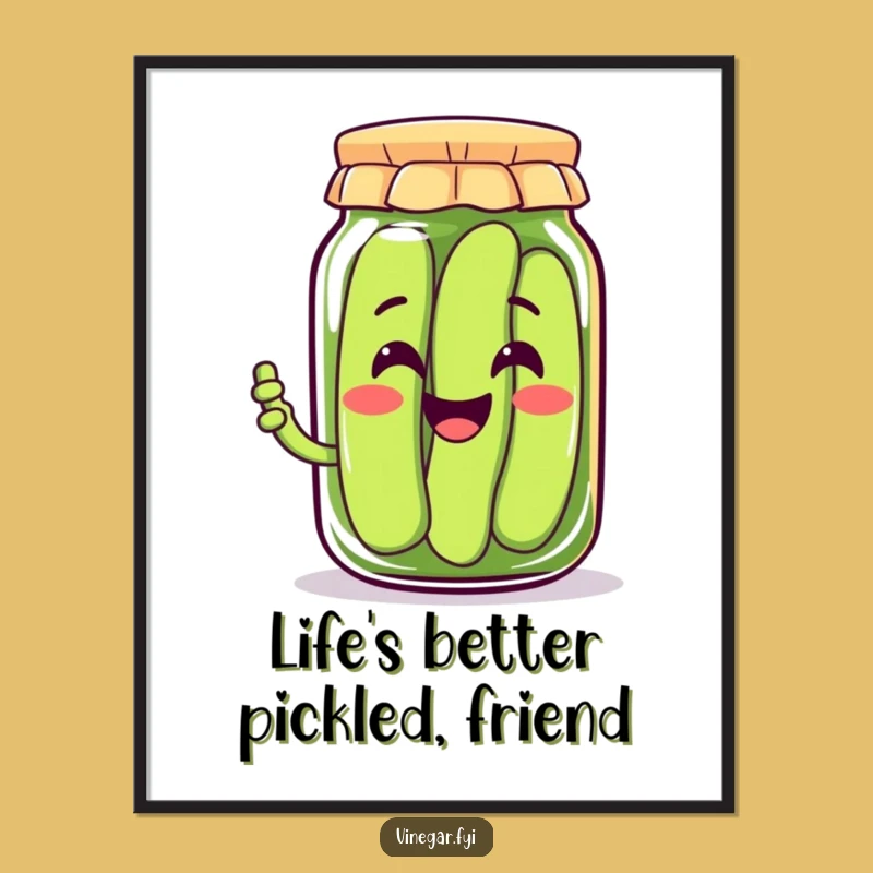 Free Printable Wall Art: Happy Kawaii Pickle Jar Humorous Decor Downloadable