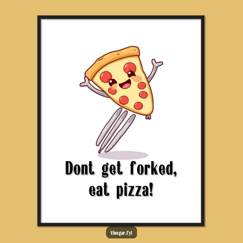 Funny Free Printable Wall Art: Energetic Pizza Slice Downloadable Decor