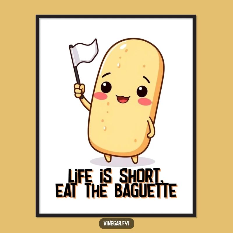 Funny Free Printable Wall Art: Grinning Baguette Flag Waving, Quirky Decor